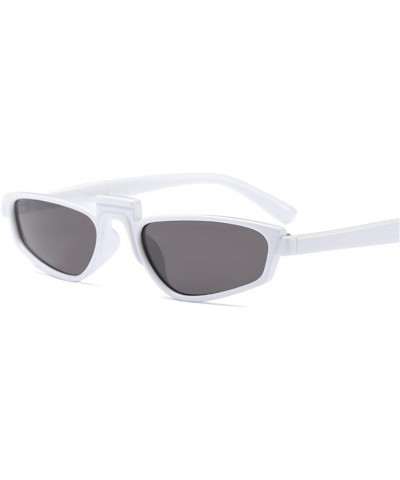 Rimless Designer Small Eye SunGlasses Retro Vintage Steampunk Fashion Superstar - White Grey - CD1880RXORH $21.55