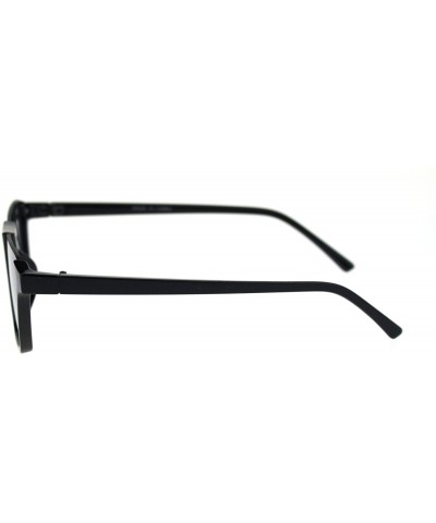 Square Pimp Crop Top Thin Plastic Horn Rectangle Retro Sunglasses - All Black - CH18QNZANAM $18.51