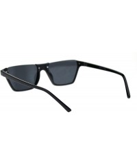 Square Pimp Crop Top Thin Plastic Horn Rectangle Retro Sunglasses - All Black - CH18QNZANAM $18.51