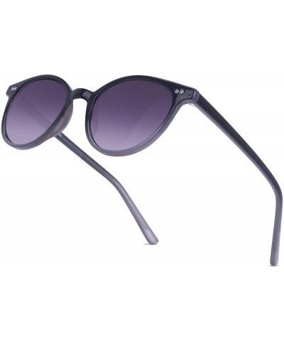 Oval Fashion Vintage Round Sunglasses for Women - UV400 Lens - Non-Polarized - Grey Lens/Black Frame - C518ROWAAXL $27.92