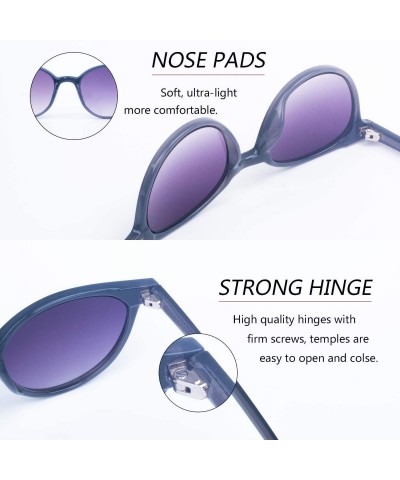 Oval Fashion Vintage Round Sunglasses for Women - UV400 Lens - Non-Polarized - Grey Lens/Black Frame - C518ROWAAXL $17.77