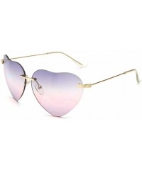 Oversized Women's S5964 Rimless Frame Oversized Heart Shape Lens 63mm Sunglasses - Purple Pink - CS122RBNQV1 $8.05