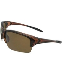 Wrap Wrap Around Half Rim Polarized Sunglasses PSR82 - Brown Frame Brown Lenses - CL18LYZYE9D $16.89