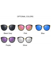 Oval New Vintage Black Cat Eye Sunglasses Women Fashion Er Mirror Cateye Sun Glasses Female Shades UV400 - Purple - CU199C983...