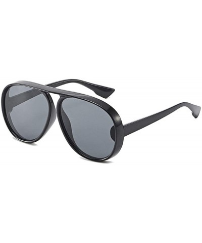 Oval Unisex Oversized Oval Plastic Lenses Fashion Sunglasses UV400 - Black Gray - CS18NHDGT2Y $18.41