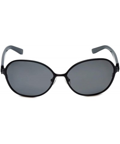 Oval Designer Sunglasses Capri in Black with Grey Lenses - CI18IA48YZ6 $34.36
