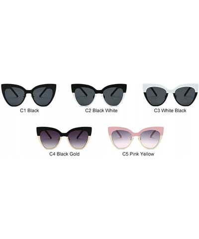 Cat Eye Cat Eye Women Sunglasses 2020 Brand Designer Black White Metal Frame Eyeglasses Men Gradient Shade Oculos UV400 - C31...