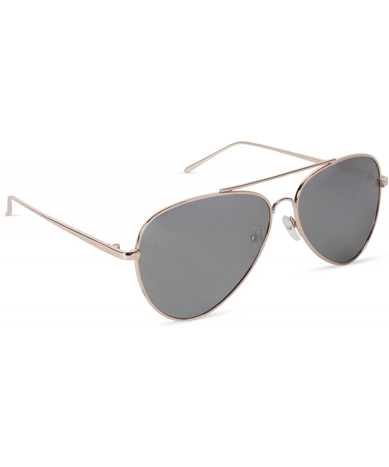 Aviator Women's Aviator Sunglasses - Gold Frame/Titanium Lens - CR18CZWKD9Y $25.30