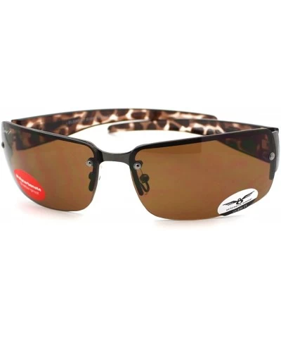 Rimless Rimless Rectangular Sunglasses Mens Designer Fashion Shades - Brown Tort - CO11CRQ2QZJ $18.55