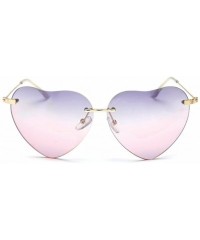 Oversized Women's S5964 Rimless Frame Oversized Heart Shape Lens 63mm Sunglasses - Purple Pink - CS122RBNQV1 $20.66
