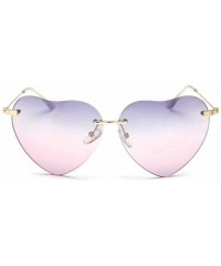 Oversized Women's S5964 Rimless Frame Oversized Heart Shape Lens 63mm Sunglasses - Purple Pink - CS122RBNQV1 $8.05