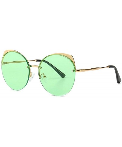 Round Fashion Round frame Lady Brand Designer Cat glasses Vintage men sun glasses UV400 - Green - CT18S89LHDY $11.10