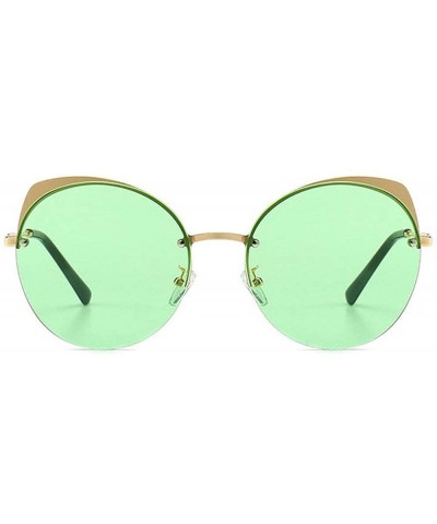 Round Fashion Round frame Lady Brand Designer Cat glasses Vintage men sun glasses UV400 - Green - CT18S89LHDY $11.10