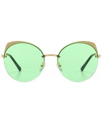 Round Fashion Round frame Lady Brand Designer Cat glasses Vintage men sun glasses UV400 - Green - CT18S89LHDY $11.10