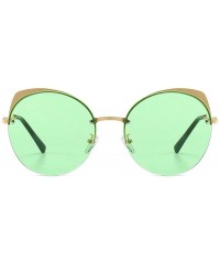 Round Fashion Round frame Lady Brand Designer Cat glasses Vintage men sun glasses UV400 - Green - CT18S89LHDY $11.10