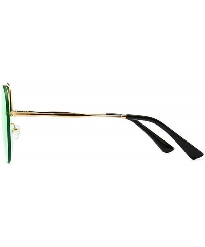 Round Fashion Round frame Lady Brand Designer Cat glasses Vintage men sun glasses UV400 - Green - CT18S89LHDY $11.10