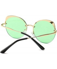 Round Fashion Round frame Lady Brand Designer Cat glasses Vintage men sun glasses UV400 - Green - CT18S89LHDY $22.79