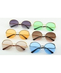 Round Fashion Round frame Lady Brand Designer Cat glasses Vintage men sun glasses UV400 - Green - CT18S89LHDY $11.10