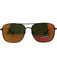 Rectangular Mens Color Mirror Lens Rectangular Side Visor Pilots Metal Rim Sunglasses - Black Fuchsia - CE18D22OL4T $11.56