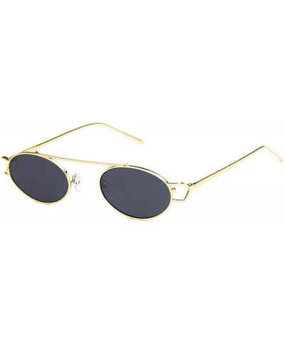Oval 2019 metal single beam hollow unisex brand fashion designer hip hop sunglasses - Gold Grey - C018YLAEX4Z $11.46