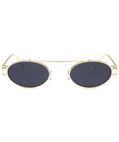 Oval 2019 metal single beam hollow unisex brand fashion designer hip hop sunglasses - Gold Grey - C018YLAEX4Z $11.46