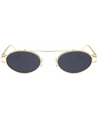 Oval 2019 metal single beam hollow unisex brand fashion designer hip hop sunglasses - Gold Grey - C018YLAEX4Z $11.46