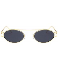 Oval 2019 metal single beam hollow unisex brand fashion designer hip hop sunglasses - Gold Grey - C018YLAEX4Z $11.46
