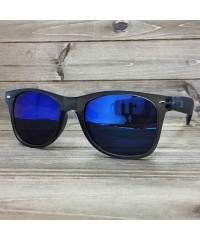 Oversized 97800-1 Premium Soft Horned Rim Matte Finish Mirror Retro Sunglasses - Grey/ Blue - C718OEMUN68 $16.80