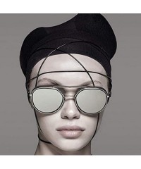 Wrap 2020 fashion punk sunglasses male spacecraft retro round frame sunglasses sunglasses - Gold Film - CY199MTYUAT $21.03
