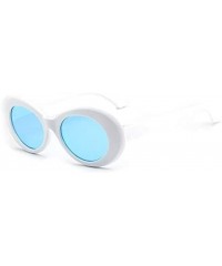 Oval Glasses Oval Sunglasses Ladies Trendy Vintage Retro Sunglasses Women's White Black Eyewear UV-Khaki - Khaki - C519922WMN...