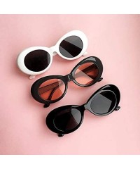 Oval Glasses Oval Sunglasses Ladies Trendy Vintage Retro Sunglasses Women's White Black Eyewear UV-Khaki - Khaki - C519922WMN...