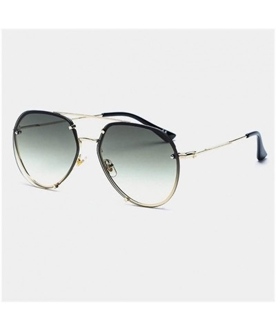 Oval Alloy Metal Frame Oval Gradient Lens Sunglasses for Women UV400 - C2 Gold Green - CR1987AO83D $26.10