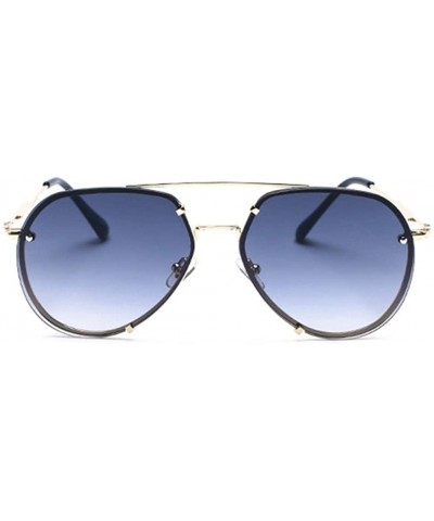 Oval Alloy Metal Frame Oval Gradient Lens Sunglasses for Women UV400 - C2 Gold Green - CR1987AO83D $14.91
