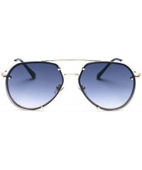 Oval Alloy Metal Frame Oval Gradient Lens Sunglasses for Women UV400 - C2 Gold Green - CR1987AO83D $14.91