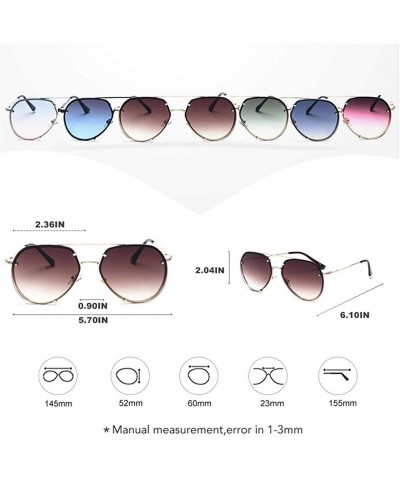 Oval Alloy Metal Frame Oval Gradient Lens Sunglasses for Women UV400 - C2 Gold Green - CR1987AO83D $14.91