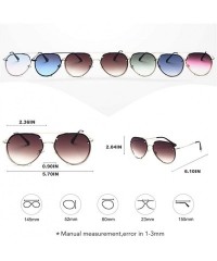 Oval Alloy Metal Frame Oval Gradient Lens Sunglasses for Women UV400 - C2 Gold Green - CR1987AO83D $14.91