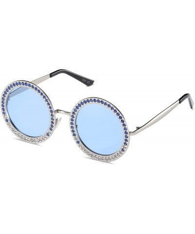 Rimless Shining Oversized Round Rhinestone Sunglasses Festival Gem Sunnies SJ1095 - CJ18DDO3C3E $13.62