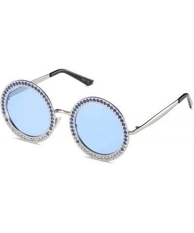 Rimless Shining Oversized Round Rhinestone Sunglasses Festival Gem Sunnies SJ1095 - CJ18DDO3C3E $28.75