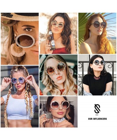 Rimless Shining Oversized Round Rhinestone Sunglasses Festival Gem Sunnies SJ1095 - CJ18DDO3C3E $13.62