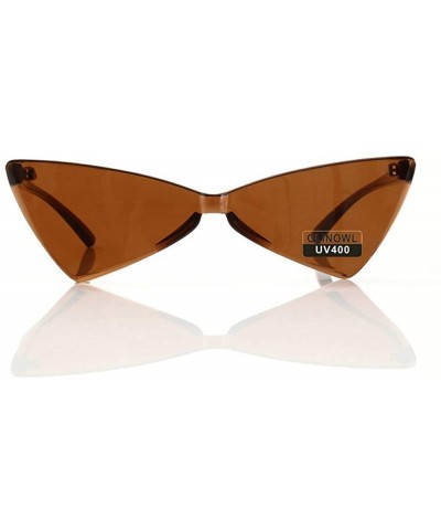 Rimless Triangle Rimless Sunglasses One Piece Colored Transparent Sunglasses For Women and Men - Coffee - CH18Y0CO349 $9.85