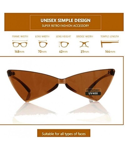 Rimless Triangle Rimless Sunglasses One Piece Colored Transparent Sunglasses For Women and Men - Coffee - CH18Y0CO349 $9.85