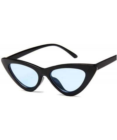 Shield Cat Eye Women Sunglasses Fashion Luxury Brand Designer Lady Female Mirror Points Sun Glasses - Black Blue - CQ198A5SK4...
