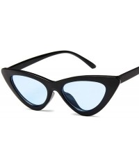 Shield Cat Eye Women Sunglasses Fashion Luxury Brand Designer Lady Female Mirror Points Sun Glasses - Black Blue - CQ198A5SK4...