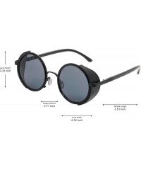 Goggle Steampunk Retro Round Metal Side Shield Circle Frame Sunglasses - Black - CP18XOOUNXX $25.47