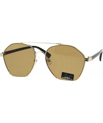 Rectangular Womens Crop Bottom Metal Rim Boyfriend Style Pilots Sunglasses - Gold Tortoise Brown - C518EQ9TUMZ $14.54