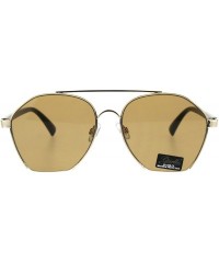 Rectangular Womens Crop Bottom Metal Rim Boyfriend Style Pilots Sunglasses - Gold Tortoise Brown - C518EQ9TUMZ $14.54