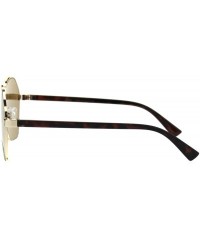 Rectangular Womens Crop Bottom Metal Rim Boyfriend Style Pilots Sunglasses - Gold Tortoise Brown - C518EQ9TUMZ $14.54