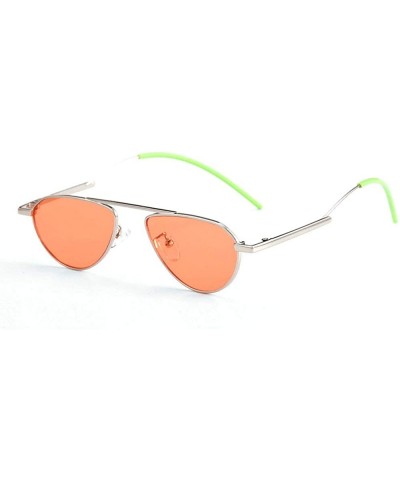 Oval Fashion Small Oval Sunglasses Women's Metal Frame Concave Shape Brand Designer Party Sunglasses - Orange - CU192O64ND8 $...