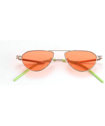 Oval Fashion Small Oval Sunglasses Women's Metal Frame Concave Shape Brand Designer Party Sunglasses - Orange - CU192O64ND8 $...