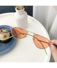 Oval Fashion Small Oval Sunglasses Women's Metal Frame Concave Shape Brand Designer Party Sunglasses - Orange - CU192O64ND8 $...